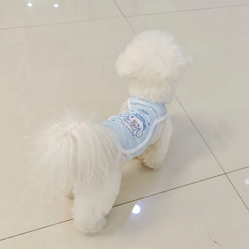 Sanrio Pet Cooling Shirt – Ice Silk Breathable Summer Vest for Small Dogs & Cats, Lightweight Anti-Shedding Cute Pet Clothing.