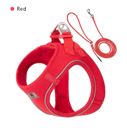 Adjustable Reflective Dog Harness & Leash Set – Comfortable Pet Vest for Small & Medium Dogs & Cats, Ideal for Outdoor Walking.
