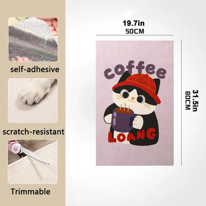 1PC Anti-Scratch Cat Mat – Cartoon Self-Adhesive Trimmable Carpet Pad for Furniture, Sofa & Wall Protection from Cat Scratching.