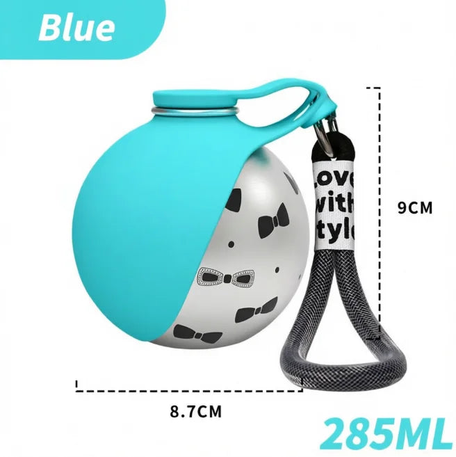 285ML Portable Pet Water Bottle – Leak-Proof Outdoor Drinking Cup with 304 Stainless Steel & Foldable Silicone Bowl for Dogs & Cats.