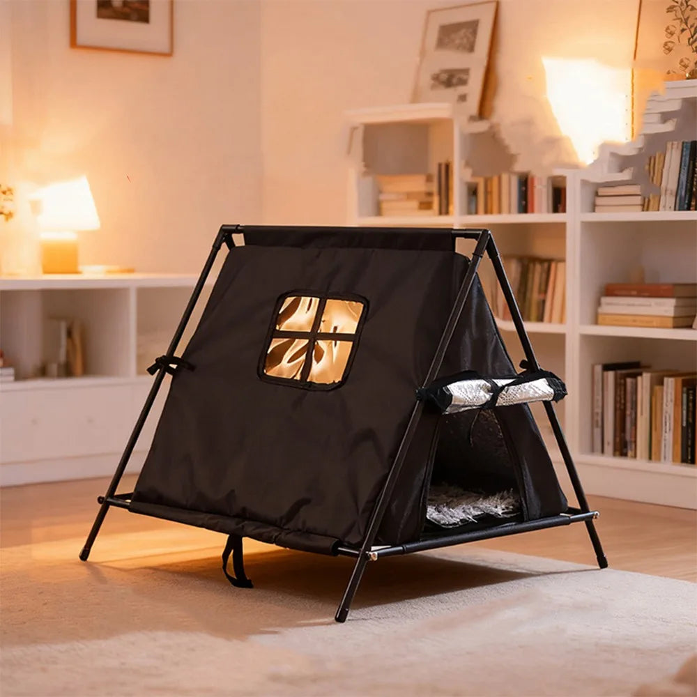 Portable Oxford Pet Tent with Waterproof Cover, Insulated Dog House and Cat Teepee for Indoor & Outdoor Use.