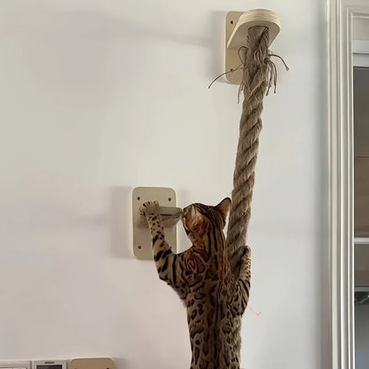 Weysat Wall-Mounted Cat Climbing Tree – 2×59.1" Rope Ladder with Scratching Posts, Indoor Climbing Tower for Kittens & Cats