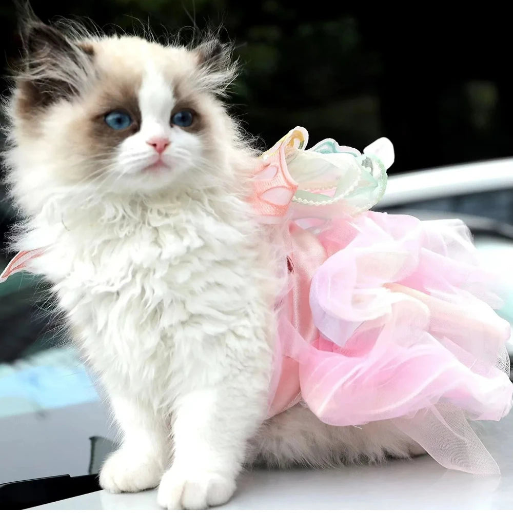 Luxury Dog Wedding & Prom Dress – Colorful Princess Party Costume for Dogs & Cats.