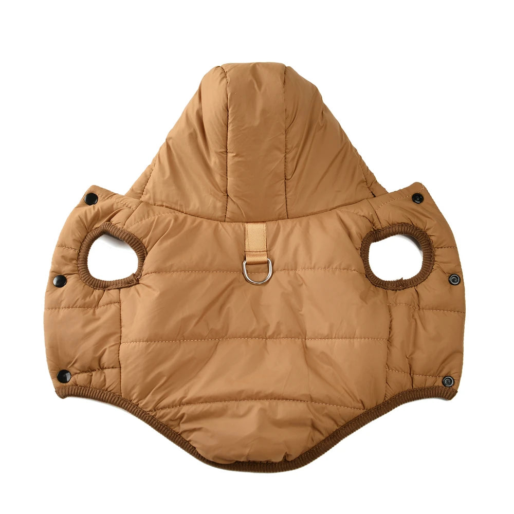 Warm Fleece Dog Hoodie Coat – Thick Cozy Winter Jacket with D-Ring for Small & Medium Dogs, Comfortable Puppy Parka Outfit.