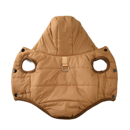 Warm Fleece Dog Hoodie Coat – Thick Cozy Winter Jacket with D-Ring for Small & Medium Dogs, Comfortable Puppy Parka Outfit.