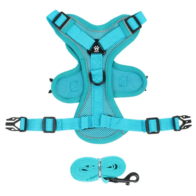 No-Pull Dog Harness & Leash Set – Adjustable Reflective Pet Vest Harness for Small Dogs & Cats, Comfortable Walking Chest Strap Lead.