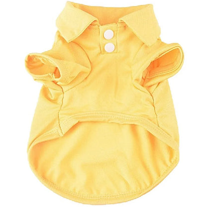 Luxury Pet Polo Shirt – Soft Summer Dog Clothing for Small Dogs, Cute Solid Color Pet Outfit.