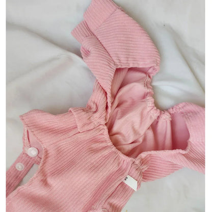 Cute Dog Jumpsuit – Pink & Yellow Strap Overalls Pajamas for Small to Medium Dogs, Cozy Pet Clothing up to XXL.