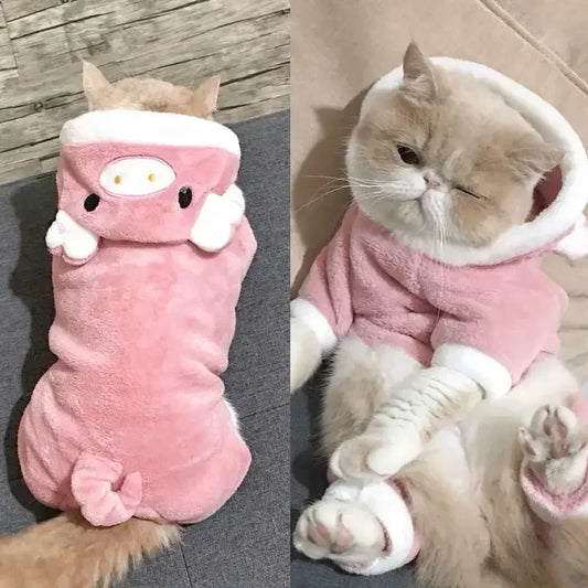 Cartoon Animal Pet Costume – Warm Winter Jumpsuit Pajamas for Small Dogs & Cats.