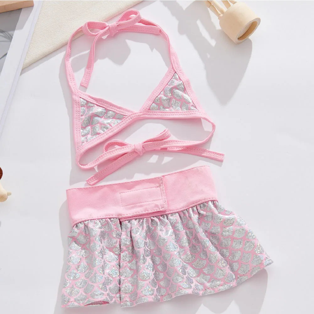 Mermaid Puppy Dog Bikini – Tutu Swimsuit for Small Dogs & Cats, Summer Beach Costume and Bathing Dress.