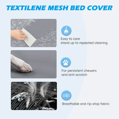 Elevated Cooling Dog Bed – Raised Pet Cot with Breathable Mesh, Chew-Resistant Washable Fabric & Metal Frame, Portable Dog Bed for Indoor & Outdoor Use.