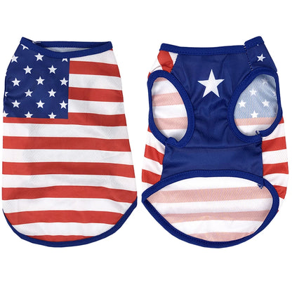 Summer Cool Dog Vest – Breathable Mesh Pet T-Shirt for Small Dogs & Cats, Independence Day Two-Legged Outfit for Teddy Breeds.