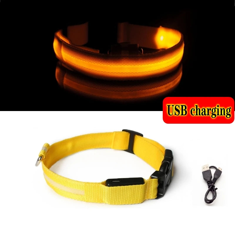 LED Dog Collar Light – USB Rechargeable Night Safety Anti-Lost Collar Accessory for Dogs & Puppies, Luminous Pet Walking Light.