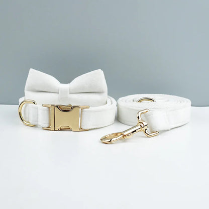 Velvet Dog Collar & Leash Set – Free Custom Engraving for Medium & Large Dogs, Stylish Pet Necklace Collar Accessory.