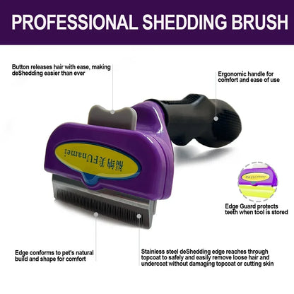 Pet Grooming Brush for Dogs & Cats – Hair Removal Comb with Gentle Massage Design for Shedding, Detangling & Everyday Grooming.