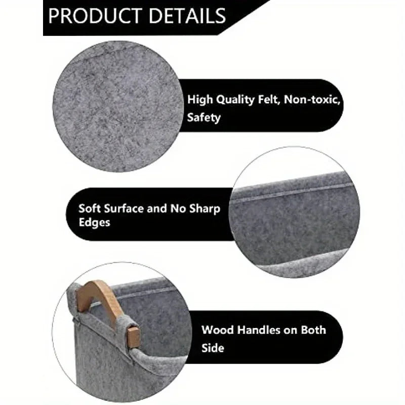 1PC Felt Pet Toy Storage Box – Durable Dog Toy Organizer Basket for Toys, Blankets, Leashes & Pet Food