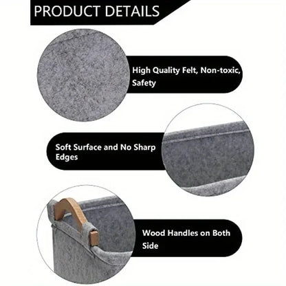 1PC Felt Pet Toy Storage Box – Durable Dog Toy Organizer Basket for Toys, Blankets, Leashes & Pet Food