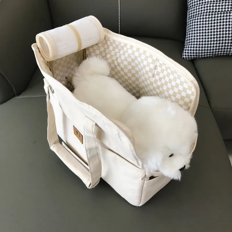Portable Pet Carrier Bag – Non-Slip Shoulder Handbag & Car Seat for Cats & Small Dogs.