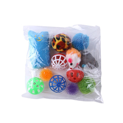12PCS/20PCS Cat Toy Set – Interactive Kitten Toy Variety Pack with Teaser Wand, Sisal Mice, Bell Balls & Fun Cat Accessories.