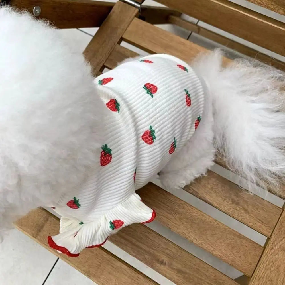 Cute Strawberry Pet Vest – Soft Breathable Dog & Cat Shirt for Puppies, Kittens & Small Pets.