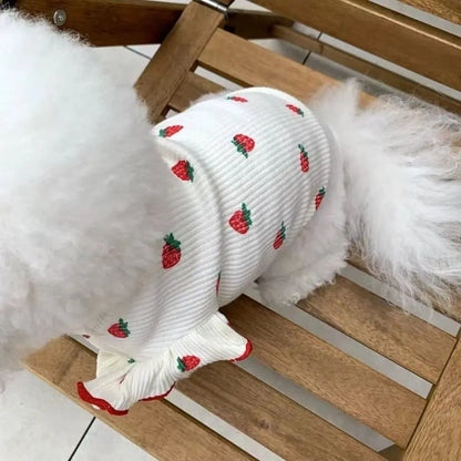 Cute Strawberry Pet Vest – Soft Breathable Dog & Cat Shirt for Puppies, Kittens & Small Pets.