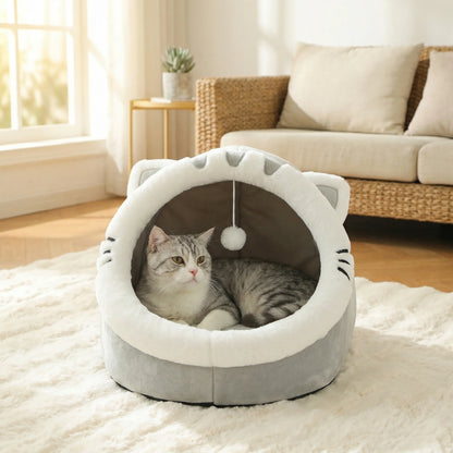 Four-Season Cat Bed House – Soft Comfortable Pet Sleeping Bag & Tent Nest, Cozy Basket-Style Habitat for Cats & Puppies.