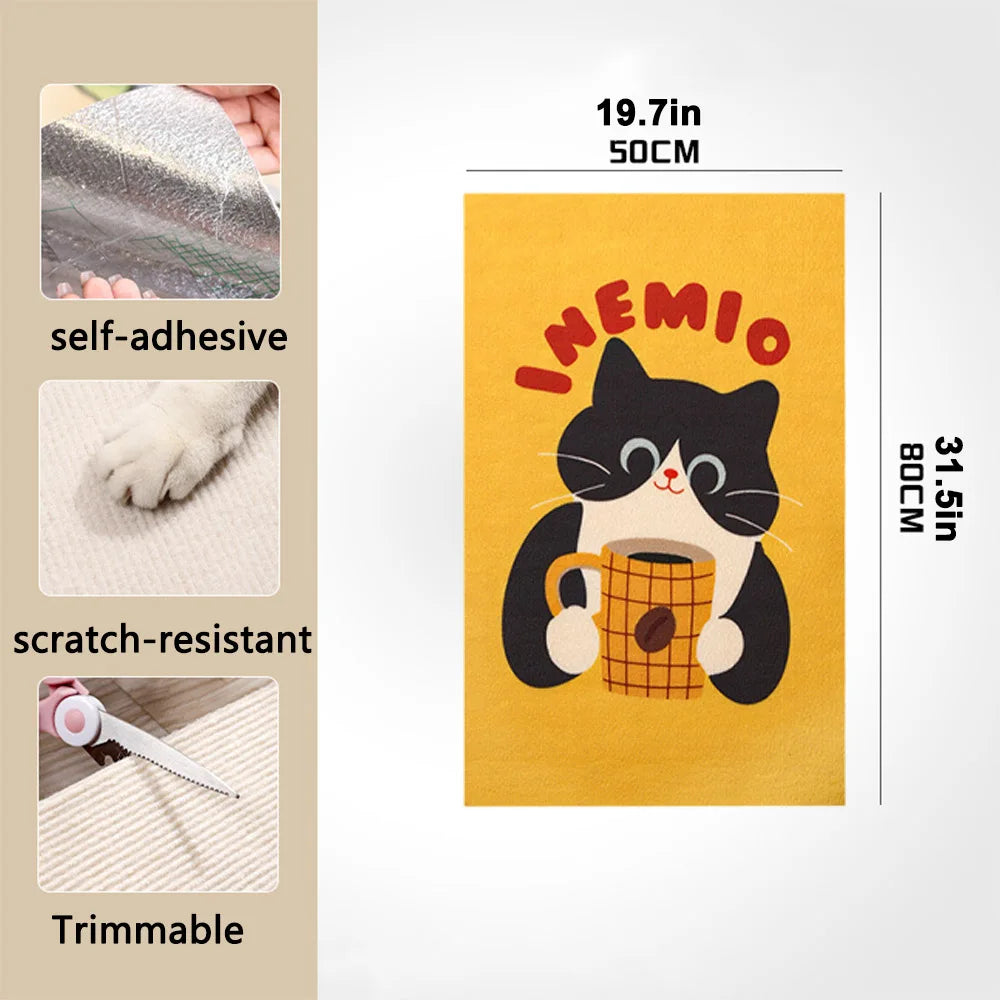 1PC Anti-Scratch Cat Mat – Cartoon Self-Adhesive Trimmable Carpet Pad for Furniture, Sofa & Wall Protection from Cat Scratching.