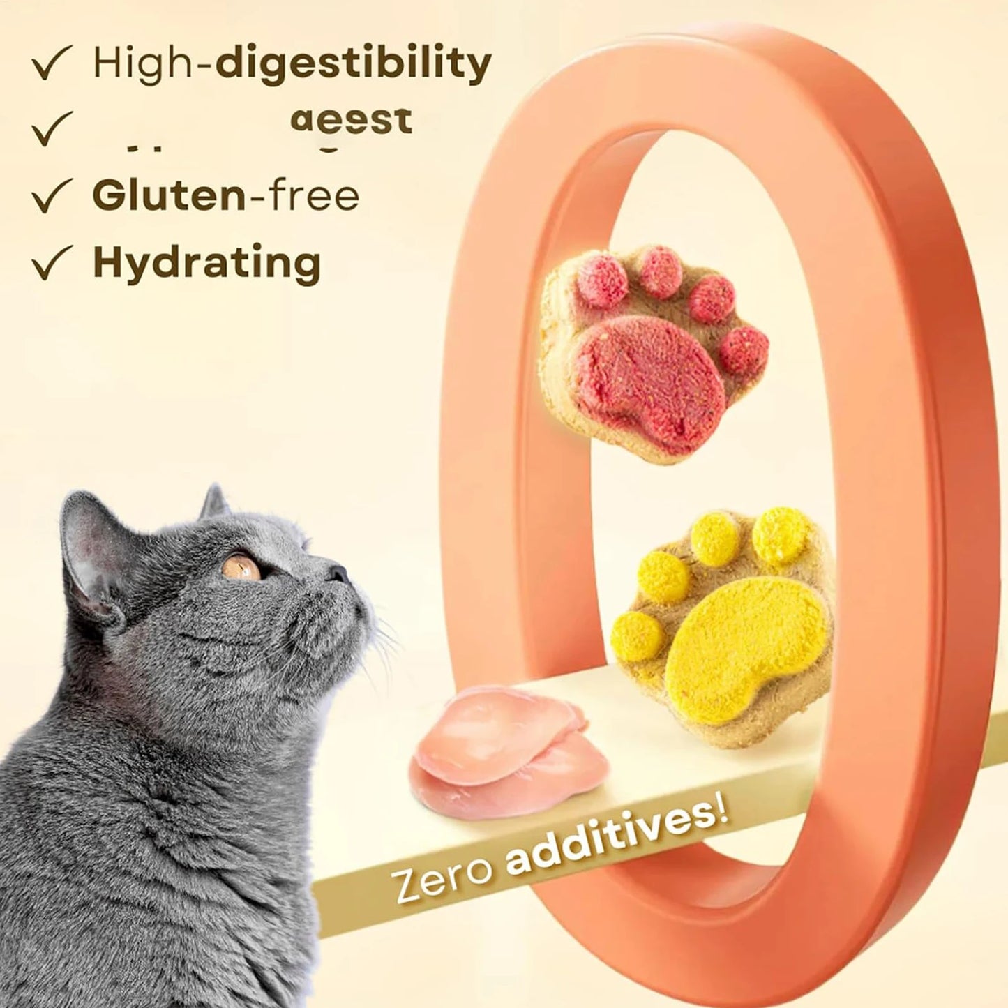 Paw-Shaped Cat Treats, Dental Chews for Teeth Cleaning, Daily Reward Snacks for Kittens and Adult Cats.