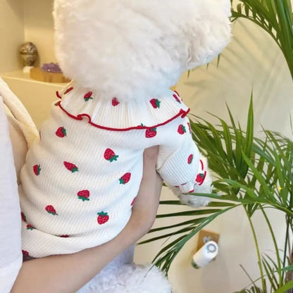 Cute Strawberry Pet Vest – Soft Breathable Dog & Cat Shirt for Puppies, Kittens & Small Pets.