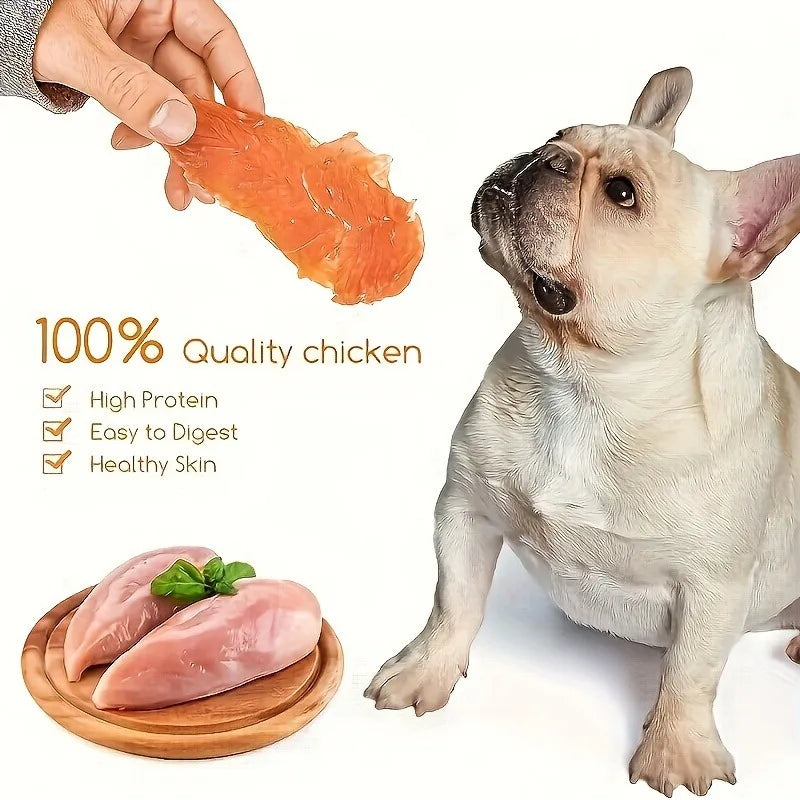 Cat And Dog Treats Chicken Jerky, Chicken Breast Slices - High Protein Healthy Snacks, Dental Chews, Training Rewards For Puppies, Kittens, Adult Dogs And Cats - Grain Free, Pet Nutrition Chewing Treats.