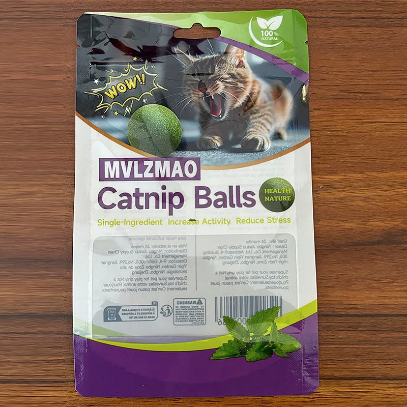 Edible Catnip Ball Toy – Safe & Healthy Mint Cat Toy for Chasing, Teeth Cleaning & Digestive Support for Cats.
