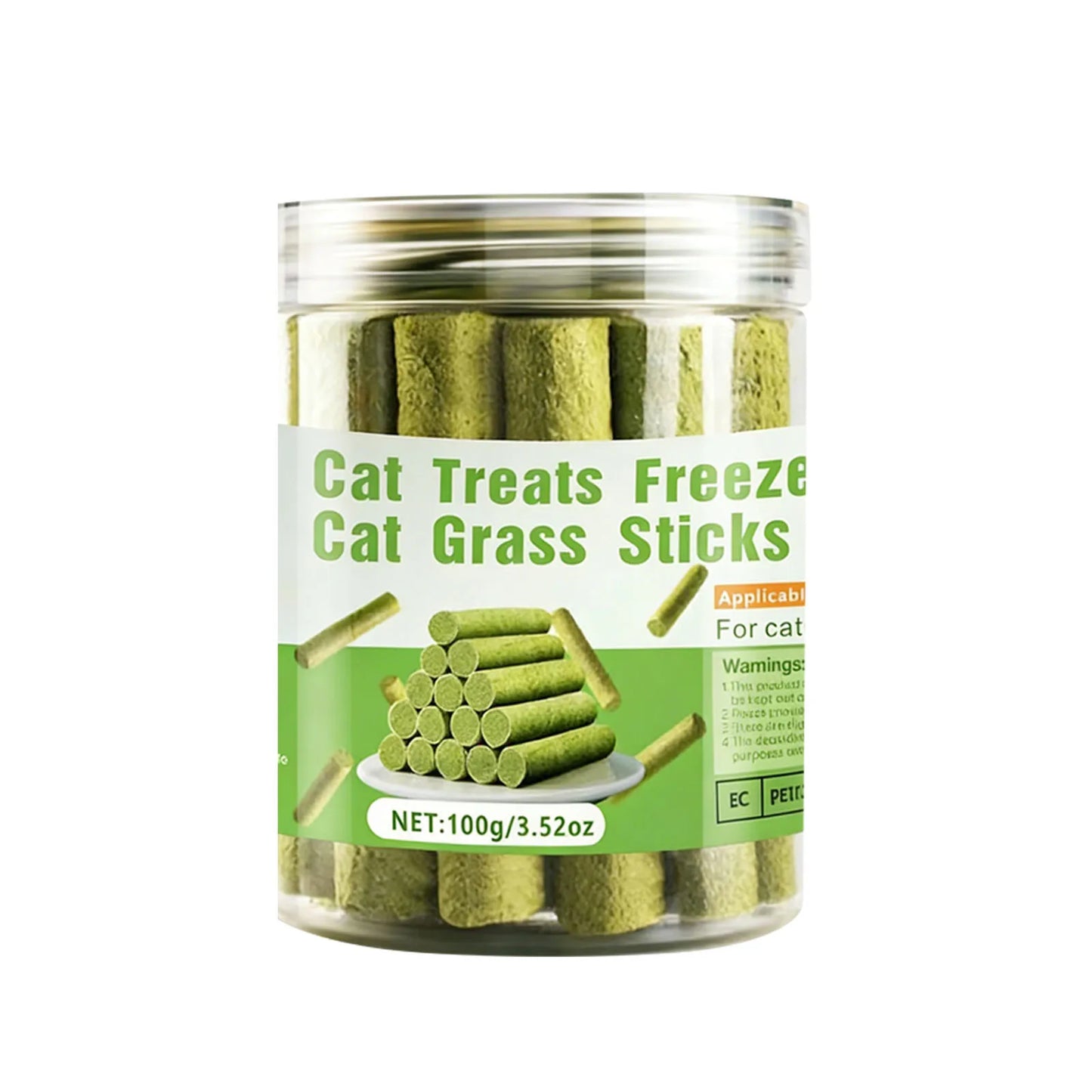 16-Pack Freeze-Dried Cat Grass Sticks, Natural Teething Chews for Hairball Control, Dental Cleaning & Healthy Cat Treats.