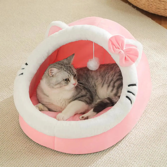 Four-Season Cat Bed House – Soft Comfortable Pet Sleeping Bag & Tent Nest, Cozy Basket-Style Habitat for Cats & Puppies.