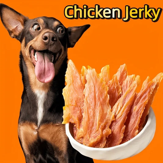 Cat And Dog Treats Chicken Jerky, Chicken Breast Slices - High Protein Healthy Snacks, Dental Chews, Training Rewards For Puppies, Kittens, Adult Dogs And Cats - Grain Free, Pet Nutrition Chewing Treats.