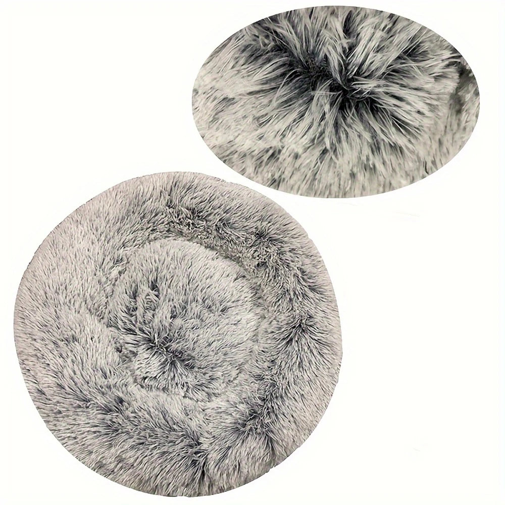 Round Plush Dog Bed – Winter Warm Washable Basket-Style Pet Bed for Small, Medium & Large Dogs & Cats, Soft Sofa-Style Sleeping Cushion.