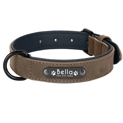 Personalized Leather Dog Collar – Custom Name ID Collar for Small, Medium & Large Dogs, Durable Collar for Pitbulls, Bulldogs & Beagles.