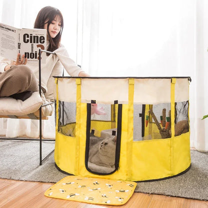 Large Foldable Pet House Bed for Dogs and Cats, Cozy Indoor Tent with Soft Sleeping Cushion.