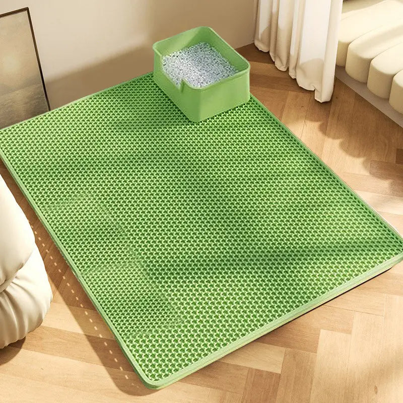Extra-Large Cat Litter Mat, Heavy-Duty Waterproof, Double-Layer, Non-Slip, Washable Litter Trap Mat and Floor Protector for Cat Litter Boxes.