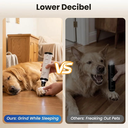 USB Rechargeable Pet Nail Grinder & Clipper – Quiet Dog & Cat Nail Trimmer with LED Light for Safe and Easy Grooming.
