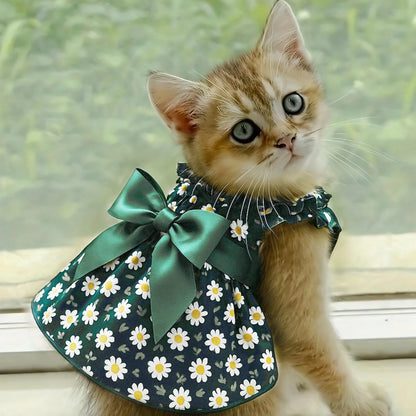 Fashion Pet Princess Dress – Sleeveless Floral Summer Dress for Cats & Small Dogs, Cute Puppy Skirt for Chihuahua & Bichon.