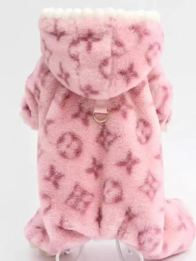 Fleece-Lined Pet Jumpsuit – Thick Warm Winter & Autumn Four-Legged Clothing for Small & Medium Dogs (Teddy, Poodle) & Cats.