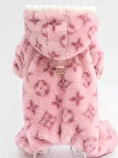 Fleece-Lined Pet Jumpsuit – Thick Warm Winter & Autumn Four-Legged Clothing for Small & Medium Dogs (Teddy, Poodle) & Cats.