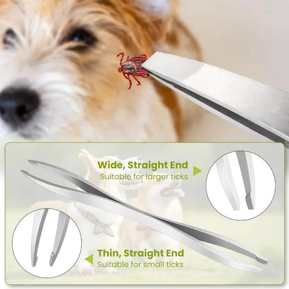 1 Set Tick Remover Tweezers – Ergonomic Professional Extraction Tool for Dogs, Cats & Humans, Multi-Purpose Pet Grooming Care.