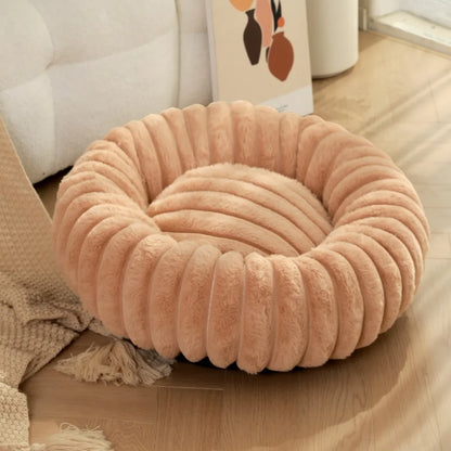 40–70cm Round Plush Pet Bed – Super Soft Warm Sleeping Bed for Cats & Medium Dogs