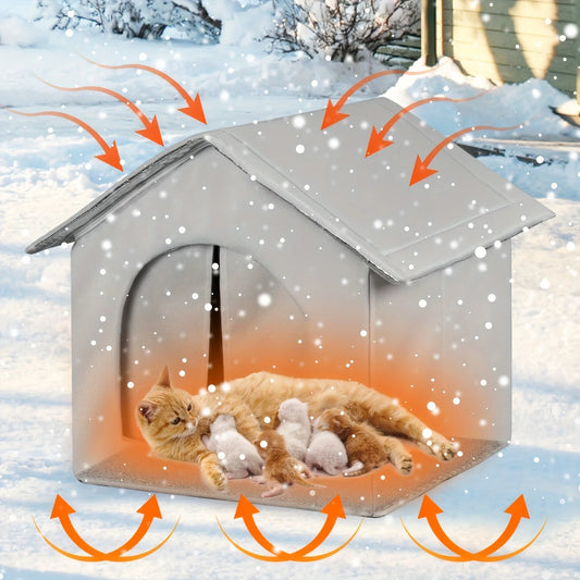 Waterproof Outdoor Cat & Dog House – Warm Foldable & Washable Winter Pet Shelter for Small Dogs, Puppies & Stray Cats