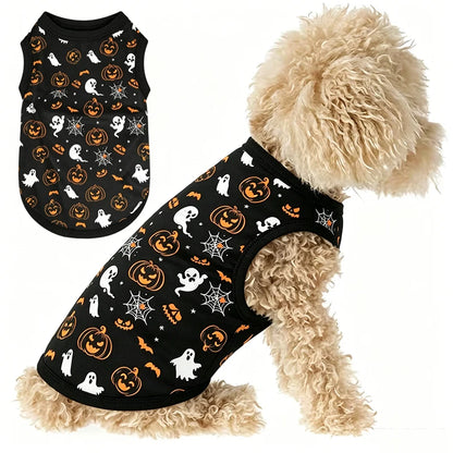 Halloween Pet T-Shirt – Soft Breathable Sleeveless Shirt for Small Dogs, Puppies & Cats.
