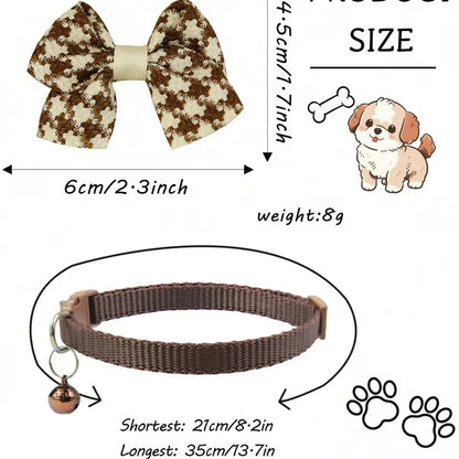 1/4PCS Winter Dog & Cat Collar Set – Adjustable Bowknot Collar with Bell and Safety Buckle for Puppies, Chihuahuas & Cats.