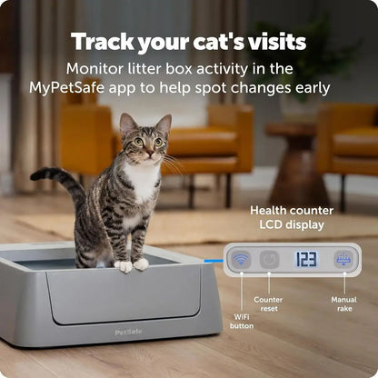 Scoopree Crystal Smart Automatic Litter Box – Motion-Sensing Open Cat Box with App Control & Integrated Counter, Includes Disposable Tray.