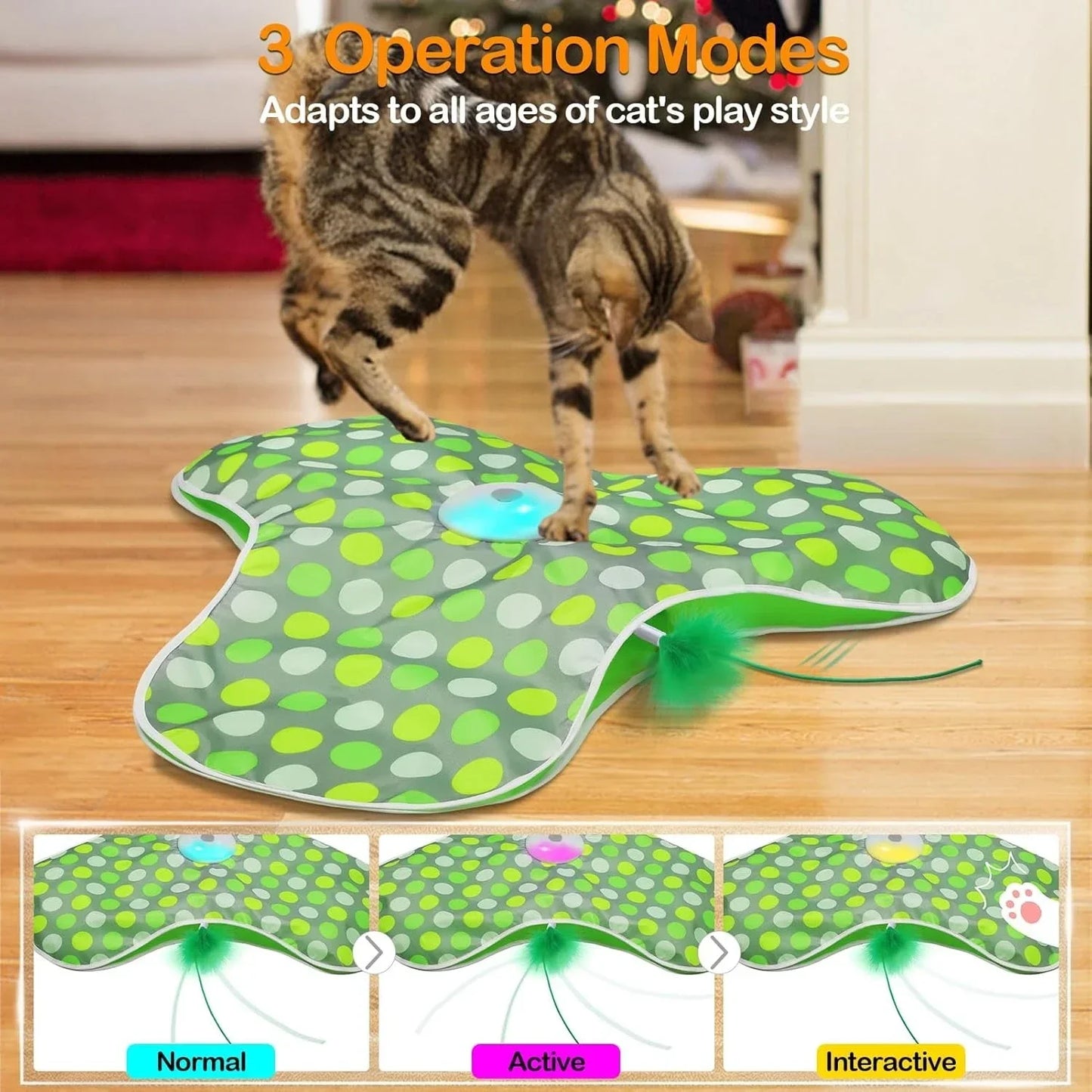 Smart Interactive Hide & Seek Cat Toy – Motion-Activated Mouse Squeaky Toy with Moving Concealed Feathers for Kittens & Indoor Cats.