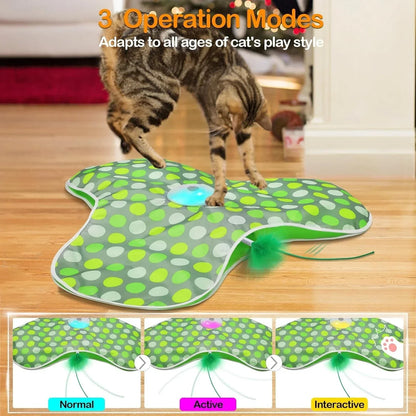 Smart Interactive Hide & Seek Cat Toy – Motion-Activated Mouse Squeaky Toy with Moving Concealed Feathers for Kittens & Indoor Cats.
